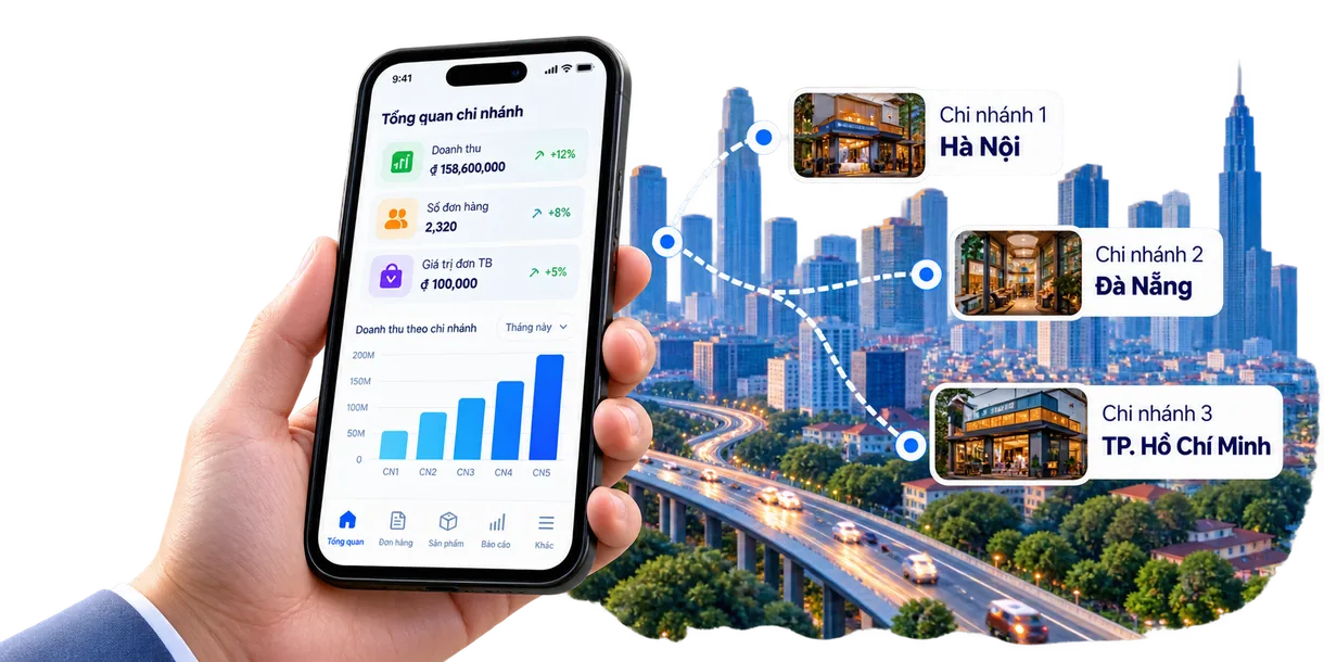 Quản lý các chi nhánh trên điện thoại