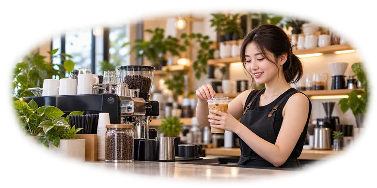Nhân viên pha chế cà phê